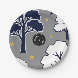 Platos de papel personalizados con árbol y estrell