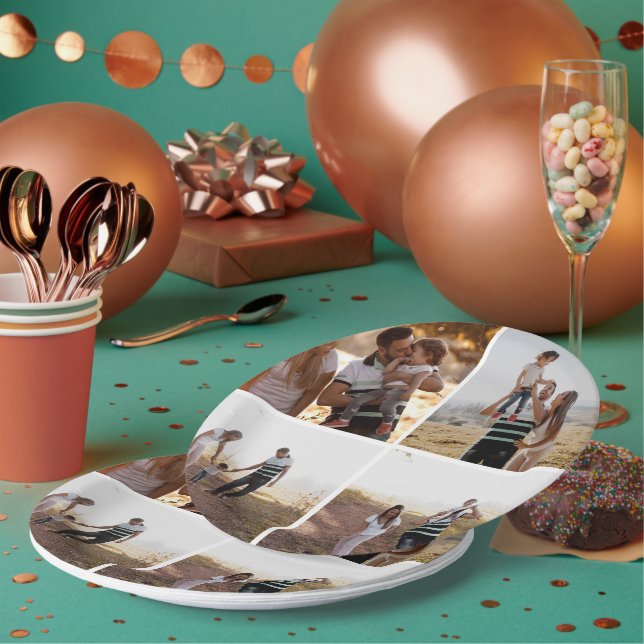 Platos de Papel Personalizados con Collage de 4 Fo (Multi)