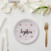 Platos de papel personalizados con nombre y estrel