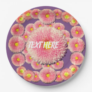 Platos de papel personalizados Daisies rosadas 9 p