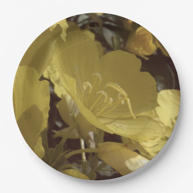 Platos de papel personalizados de flores amarillas (Anverso)