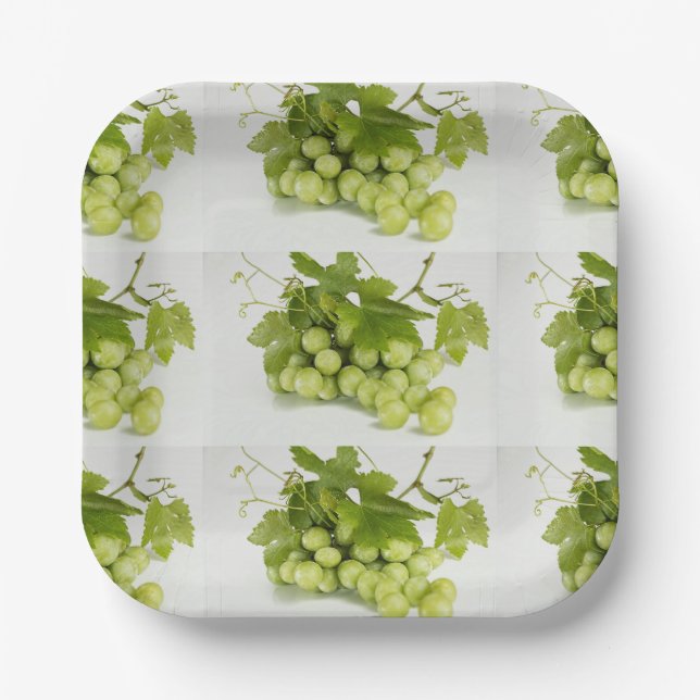 Platos de papel personalizados de uvas verdes de 7 (Anverso)