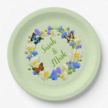Platos de Papel Personalizados Flores Mariposa