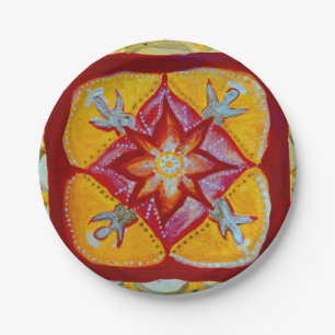 Platos de papel personalizados Mandala Amarillo 7 