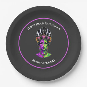 Platos de Papel Personalizados Novia Neon Hallowee