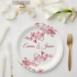 Platos de papel personalizados para boda de flor d