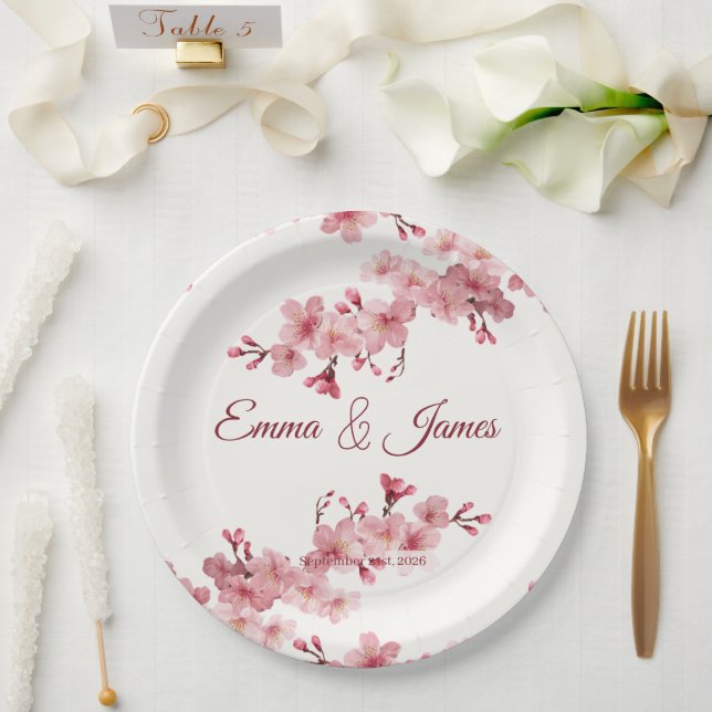 Platos de papel personalizados para boda de flor d (Boda)