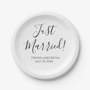 Platos de papel personalizados para boda recién ca