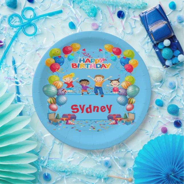 Platos de papel personalizados para fiesta de cump (Fiesta)