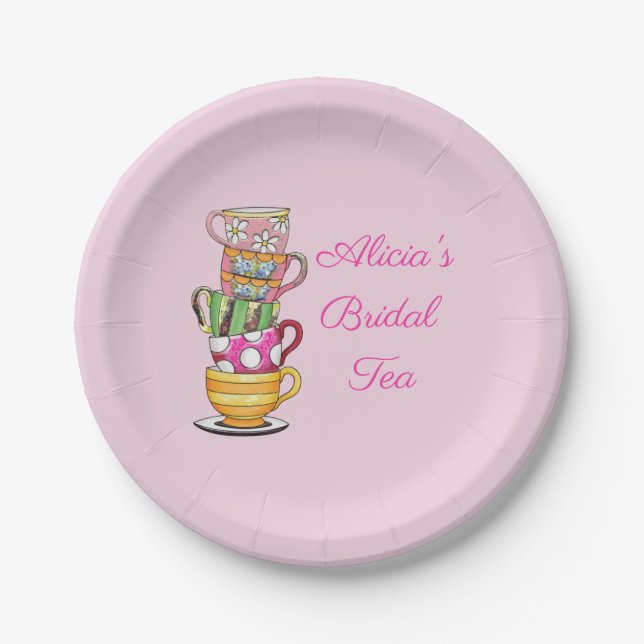 Platos de papel personalizados para fiesta de té B (Anverso)