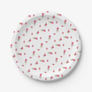 Platos de papel personalizados Pretty Pink Rosebud