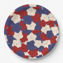 Platos de Papel Petunias Patrióticas