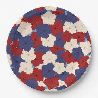 Platos de Papel Petunias Patrióticas