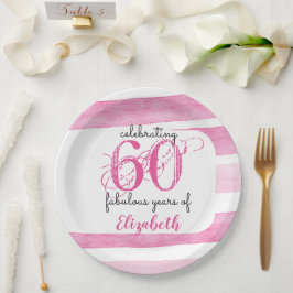Platos de papel PINK fabulosos cumpleaños 60