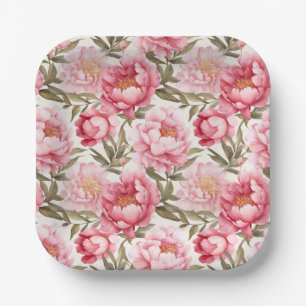 Platos de papel Pink Peony