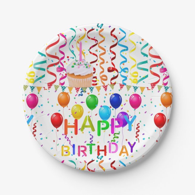 Platos de papel, Platos de papel Feliz Cumpleaños (Anverso)