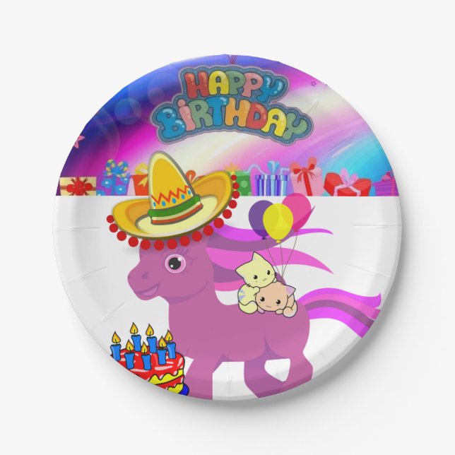 Platos de papel, Poni de cumpleaños feliz (Anverso)