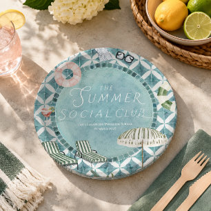 Platos de papel Pool Party   Summer Social Club