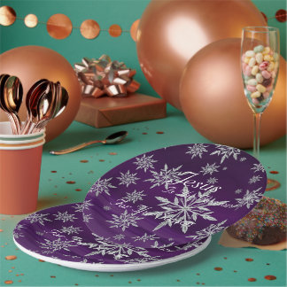 Platos de papel púrpura cristianos festivos