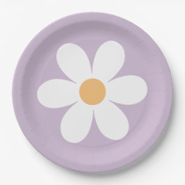 Platos de papel púrpura Retro Daisy