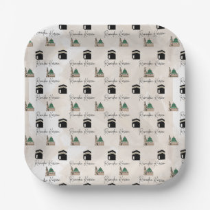 Platos de papel Ramadan Kareem Kaaba Masjid al Nab