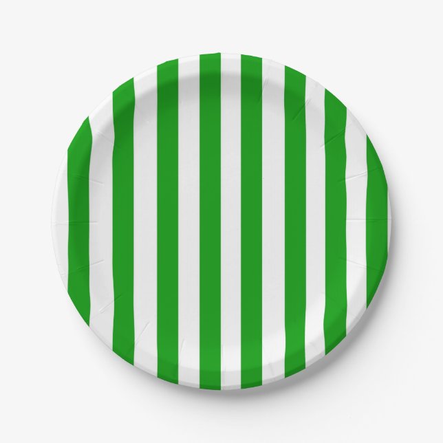 Platos de papel, raya verde y blanca  (Anverso)