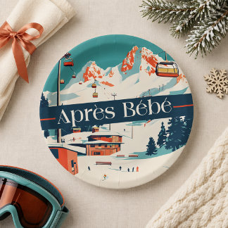 Platos de Papel Retro Après Bébé para Baby Shower 