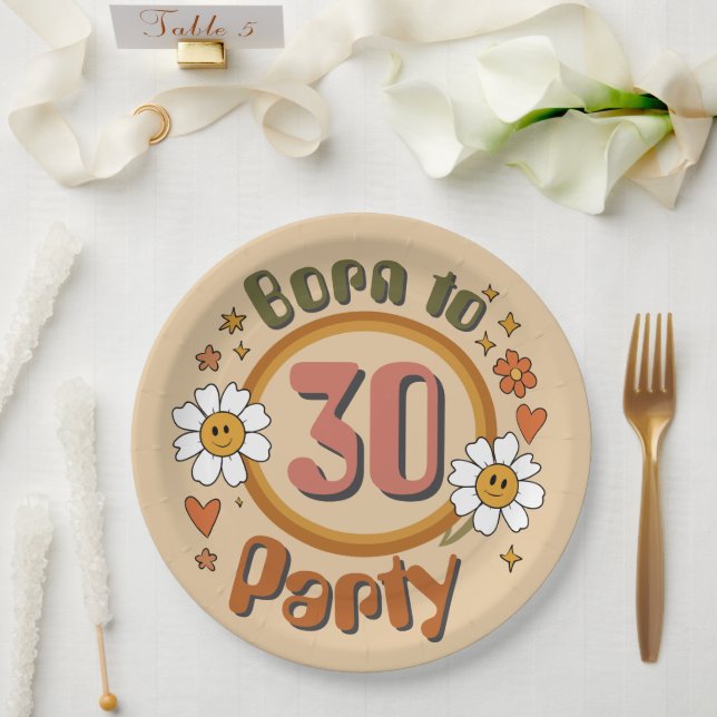 Platos de papel retro Born to Party (Boda)