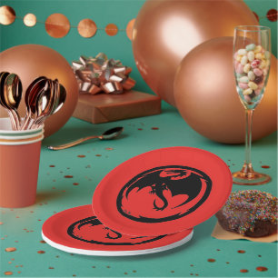 Platos de papel rojo del Dragon Negro