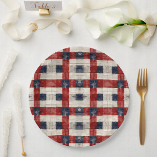 Platos de papel rojos blancos y azules Americana