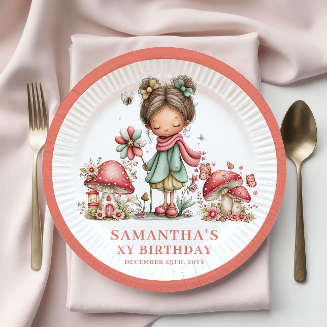 Platos de Papel Rosa Claro para Cumpleaños 8 de Ha (Fancy Fairy 8th Birthday Blush Pink Paper Plates)