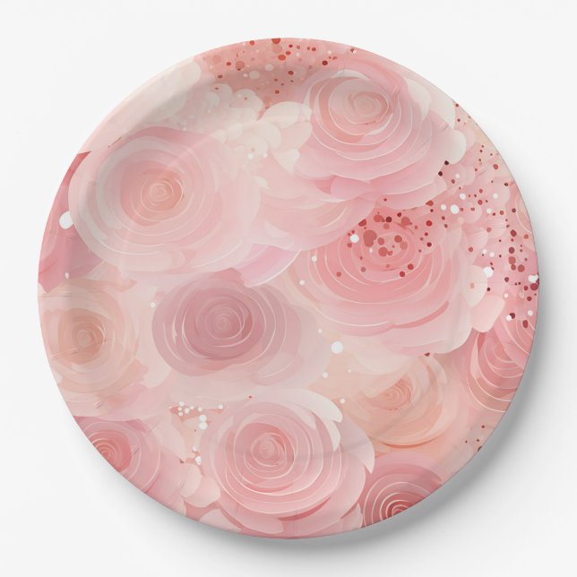Platos de papel rosa pastel (Anverso)
