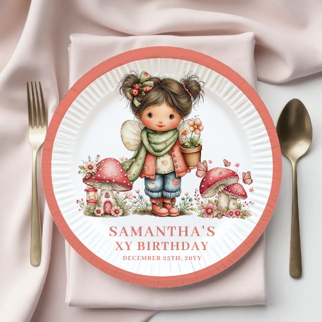 Platos de Papel Rosa Rosado para Cumpleaños 6 de H (Glow Fairy 6th Birthday Blush Pink Paper Plates)