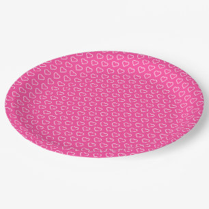 Platos de Papel Rosados con Corazones - Elija Colo