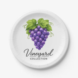 Platos de Papel Rústicos para Fiesta de Uvas de Vi
