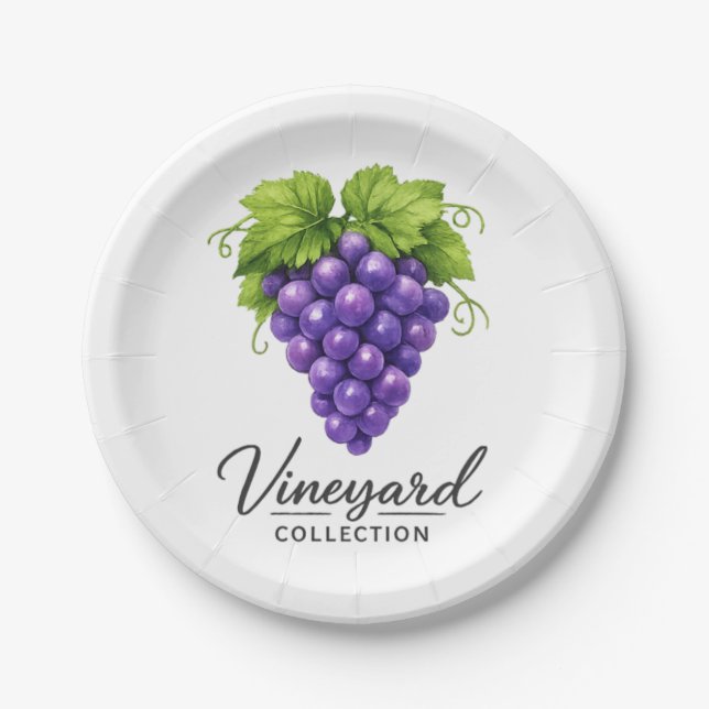 Platos de Papel Rústicos para Fiesta de Uvas de Vi (Anverso)