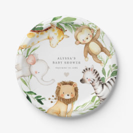 Platos de papel Safari Jungle Animals Baby Shower