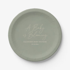 Platos de papel Sage Green Baby in Bloom
