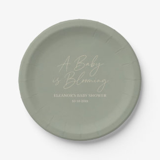 Platos de papel Sage Green Baby in Bloom