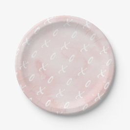 Platos de Papel San Valentín Patrón de X y O