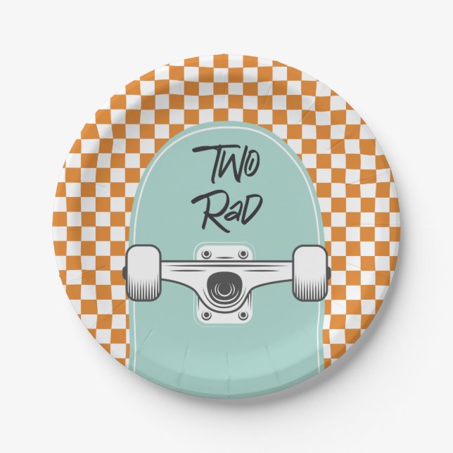 Platos de papel Skateboard Two Rad cumpleaños 2º (Anverso)