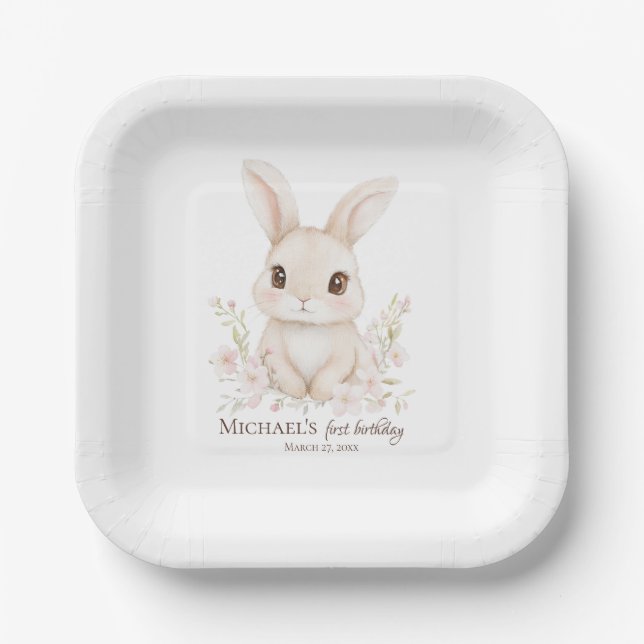 Platos de papel Some Bunny is Turning One (Anverso)