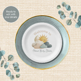 Platos de Papel Tema de Baby Shower Celestial