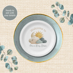 Platos de Papel Tema de Baby Shower Celestial