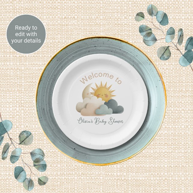 Platos de Papel Tema de Baby Shower Celestial (Subido por el creador)