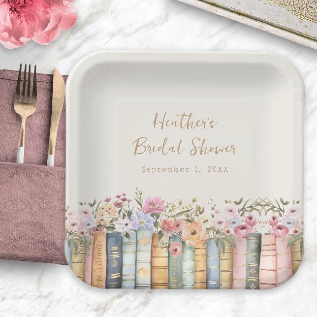 Platos de Papel Tema Nupcial Libro (Book Theme Bridal Paper Plates
)