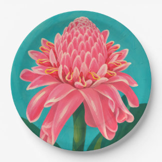 Platos de papel tropicales para fiestas
