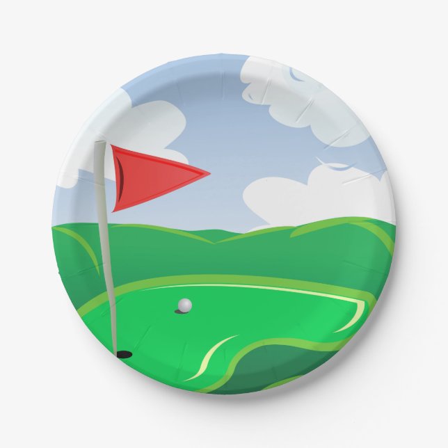 Platos de papel verde de campo de golf (Anverso)