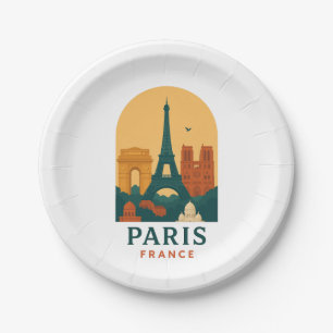 Platos de papel Vintage París – Arte de catedral f