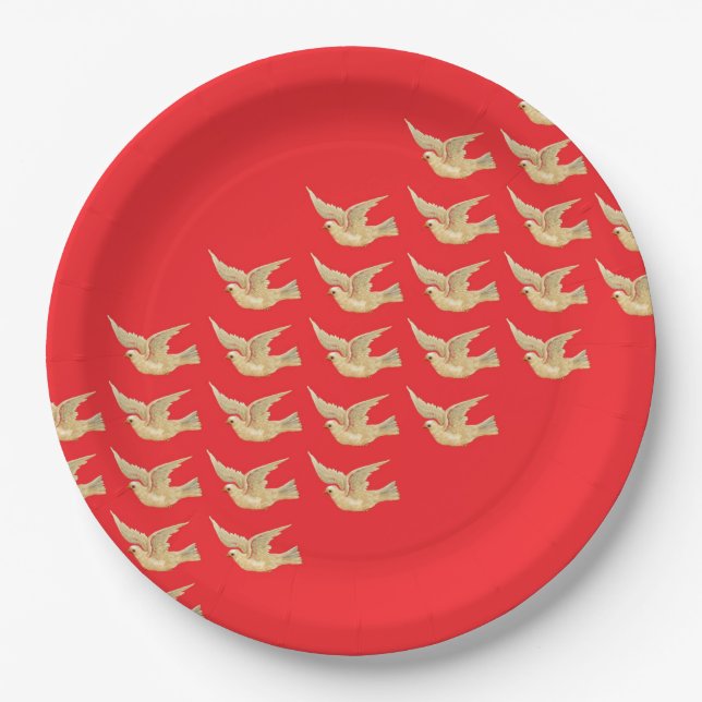 platos de papel Vuelo de Palomas (Anverso)